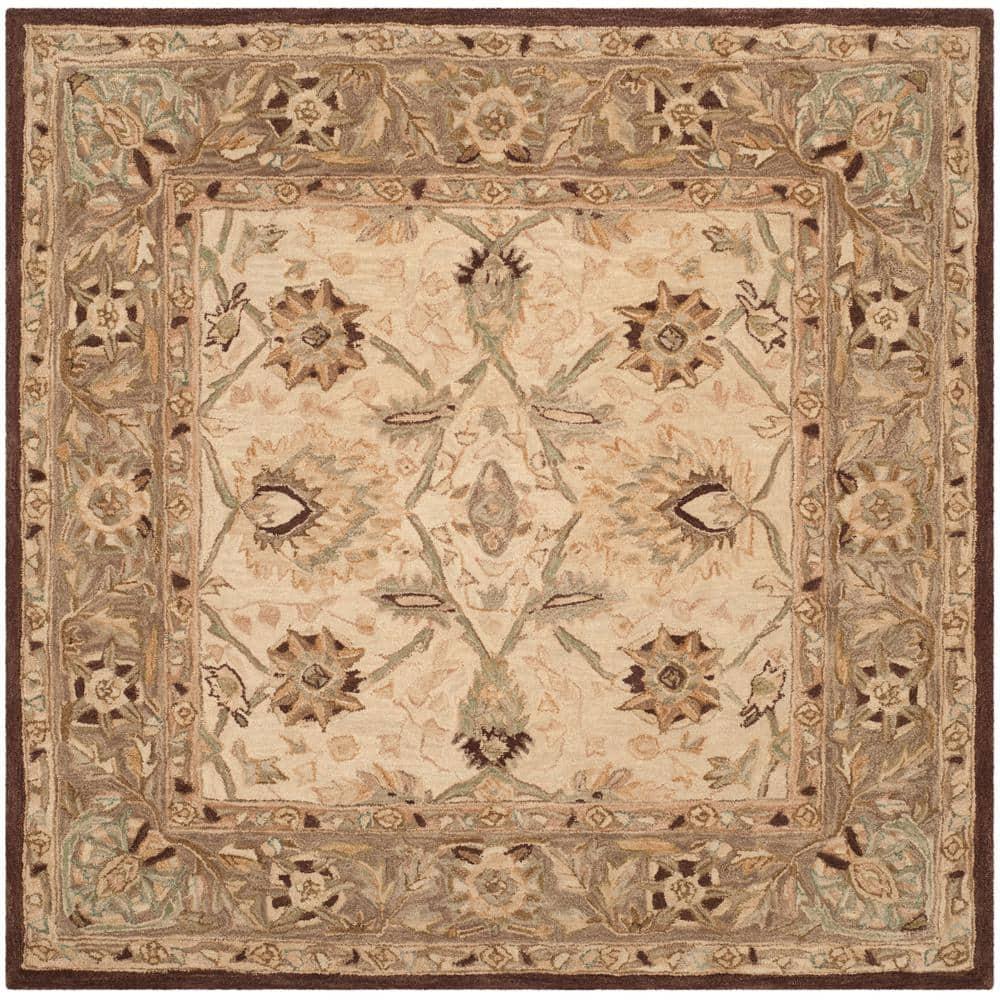 Anatolia AN512 Hand Tufted Indoor Area Rug - Ivory/Brown - 8'x8' - Safavieh