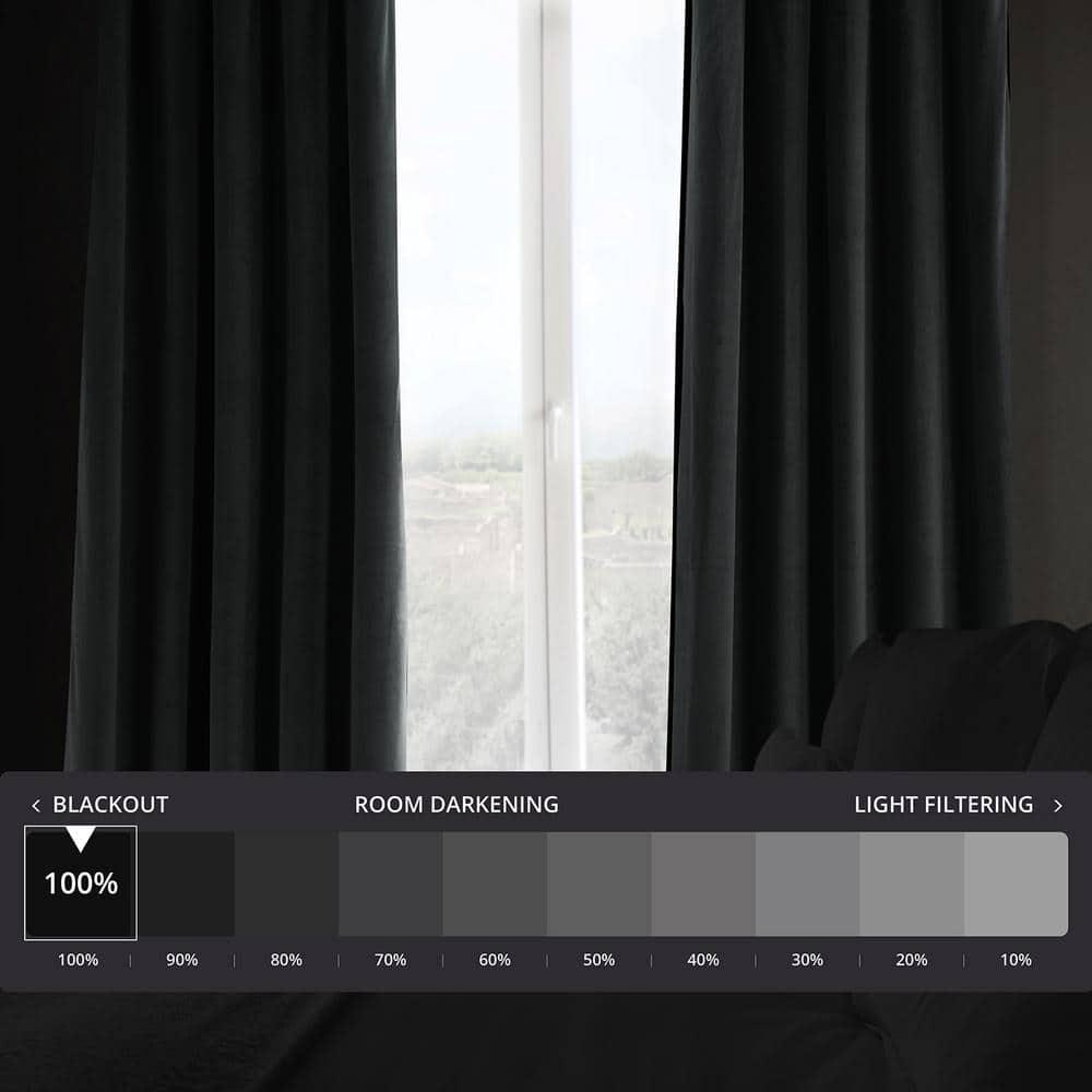 Half Price Drapes Signature Natural Grey Velvet Blackout Curtains For Bedrooms (1 Panel), 50WX 120L