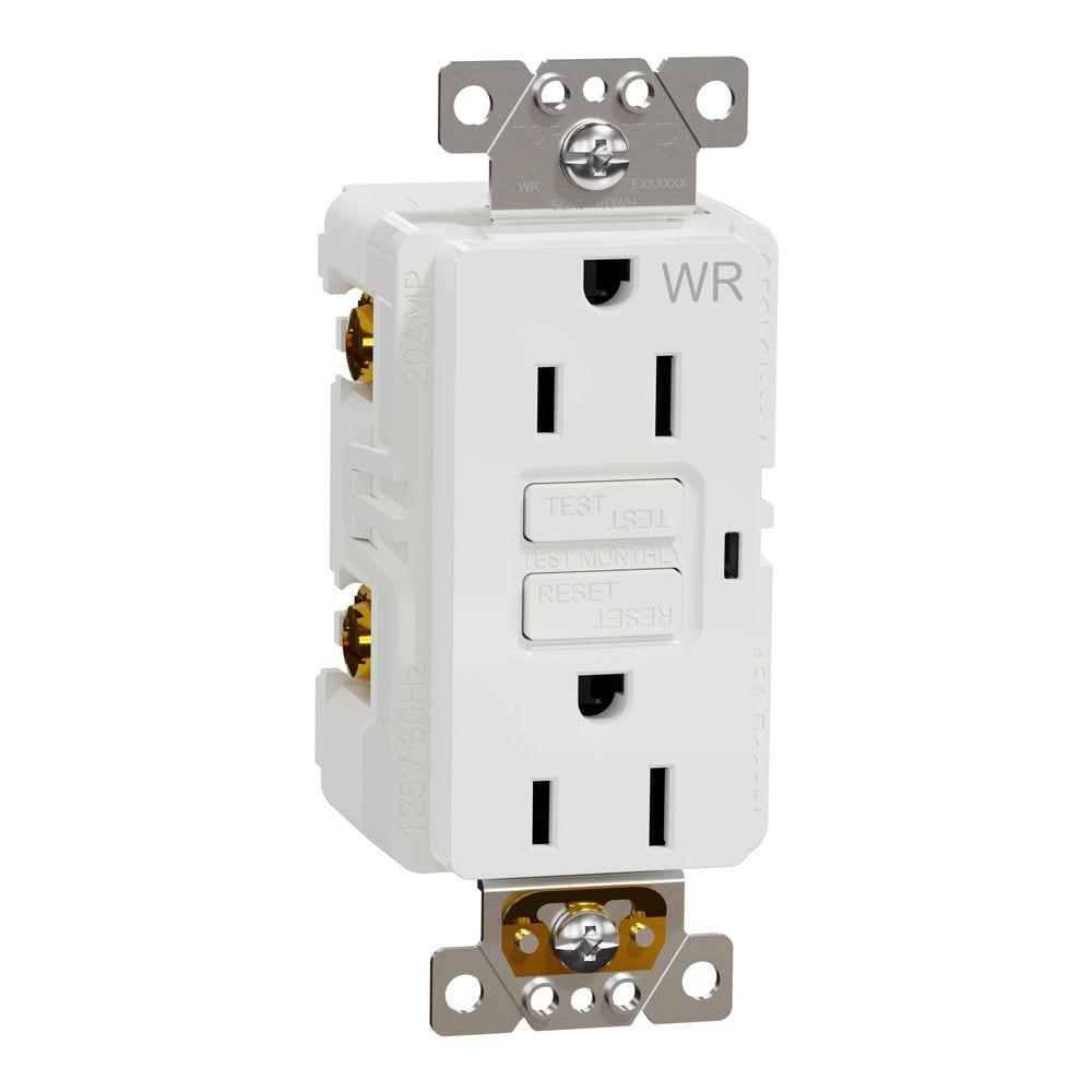 Square D X Series 15 -Amp 125-volt Tamper Resistant Weather Resistant GFCI Residential Decorator Outlet , Matte White