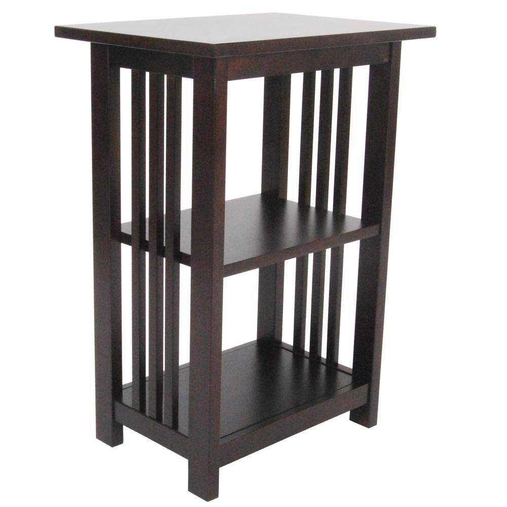 2-shelf End Table Wood Espresso - Alaterre Furniture