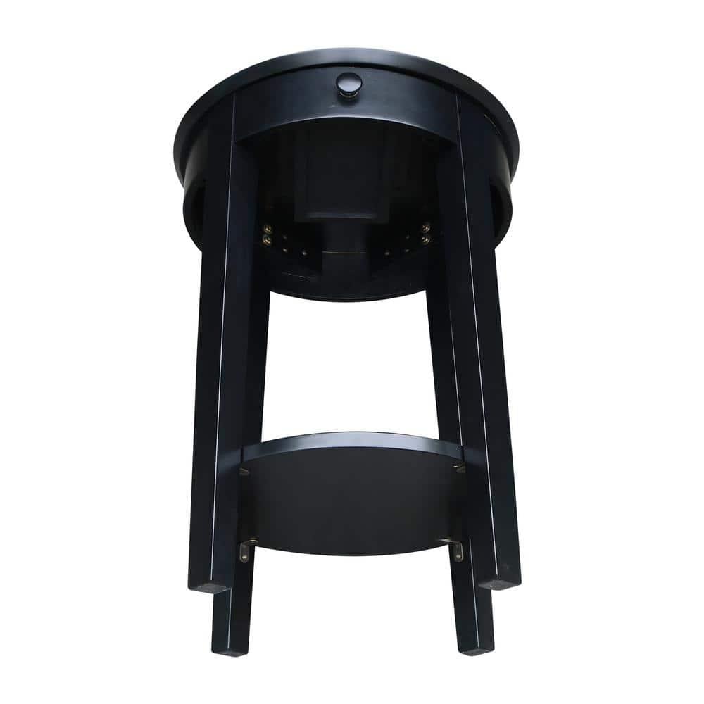 International Concepts Phillips Accent Table with Drawer Black: Solid Parawood, Mid-Century Modern, Square Shape
