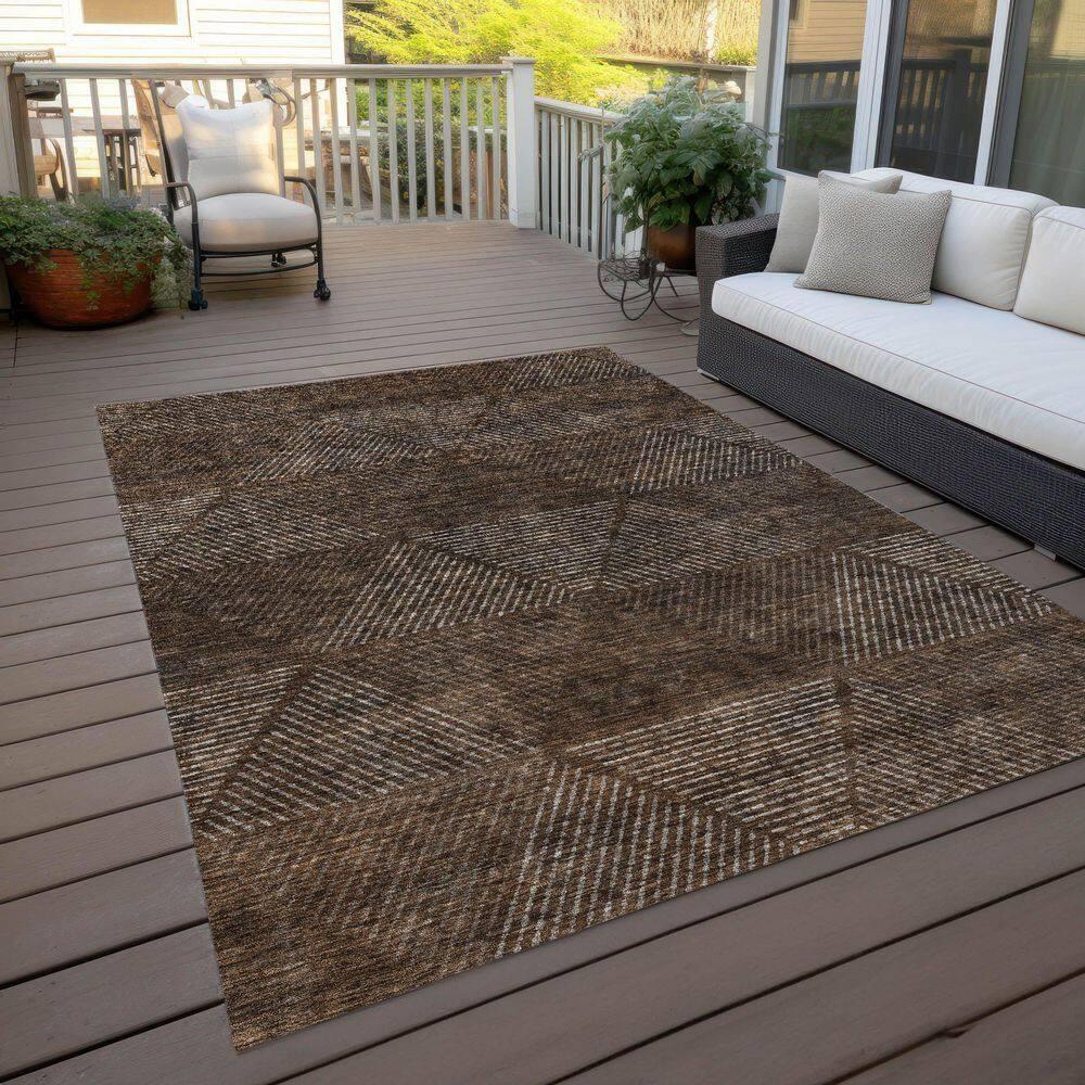 Addison Rugs Chantille Indoor/Outdoor Transitional Geometric Brown Washable Rectangle Rug, 2'6" x 3'10"