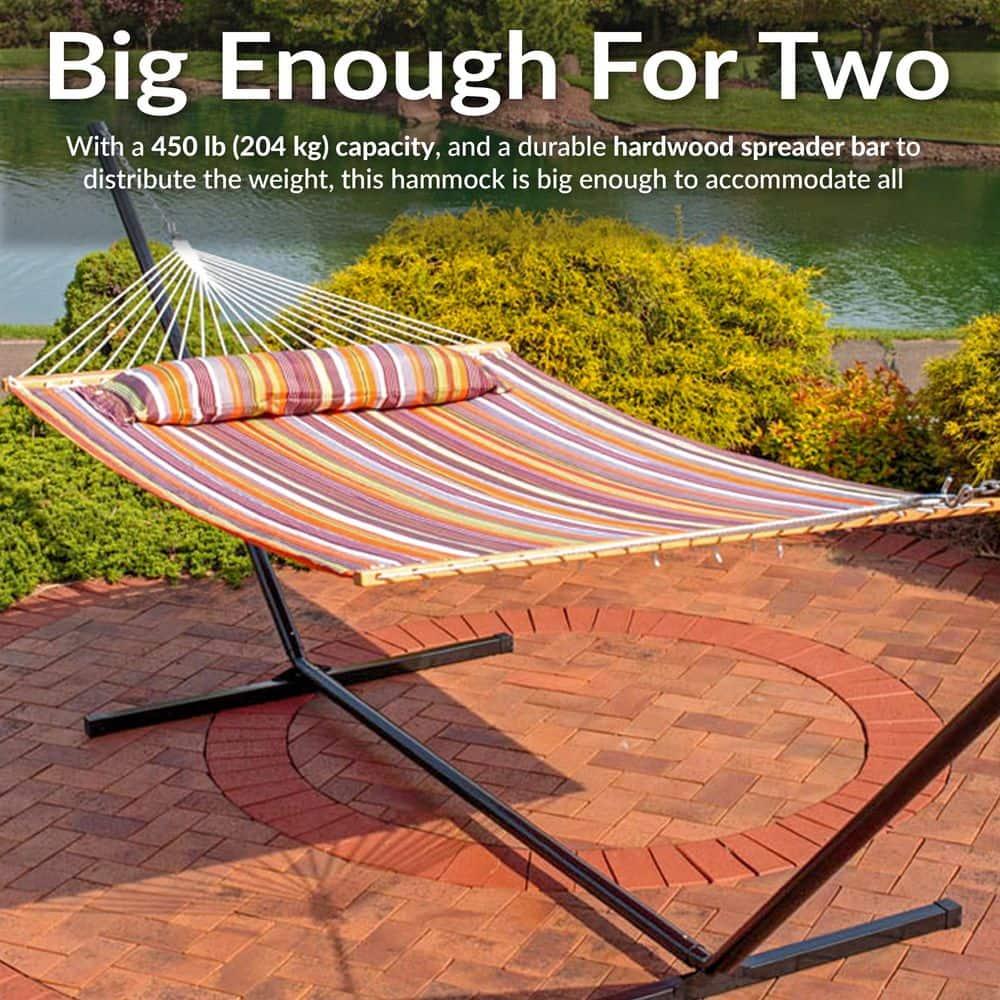 2-Person Quilted Polyester Spreader Bar Hammock