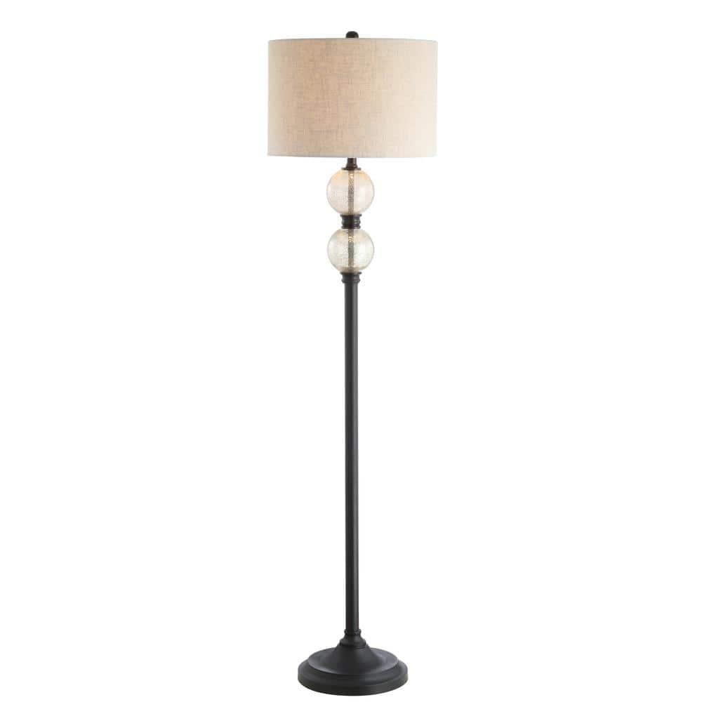 JONATHAN Y January 60" Glass/Metal LED Floor Lamp, Mercury Glass/Oil Rubbed Bronze