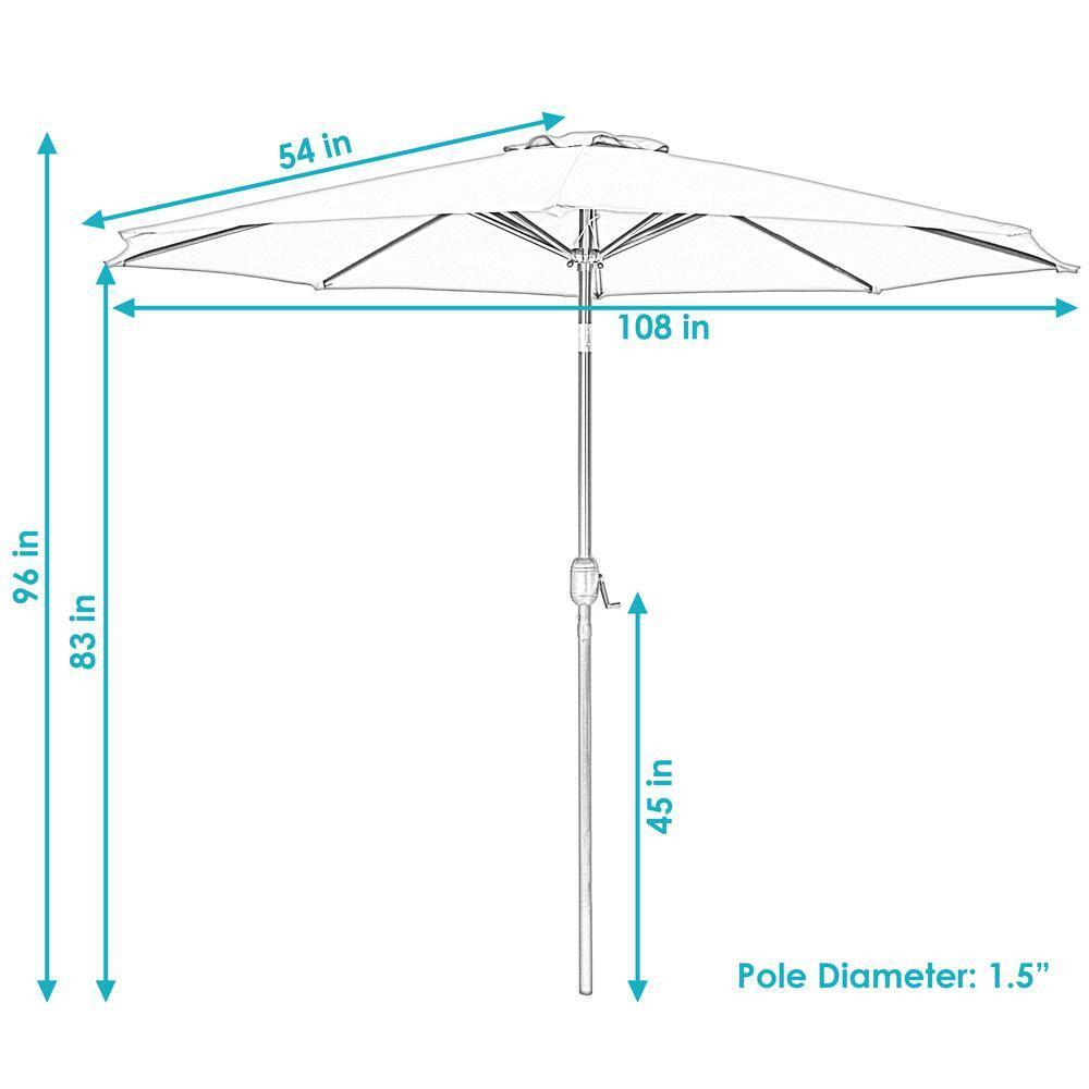 Sunnydaze Outdoor Aluminum Patio Table Umbrella with Polyester Canopy and Push Button Tilt and Crank - 9' - Burnt Orange