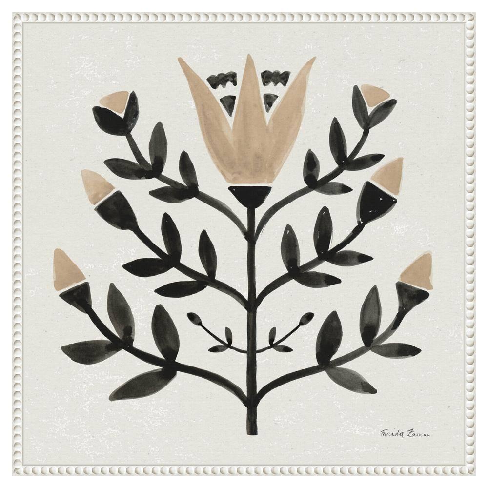 Amanti Art 22"x22" Garden Folk Flowers II by Farida Zaman Framed Canvas Wall Art Print: Modern Lithograph, Polystyrene Frame