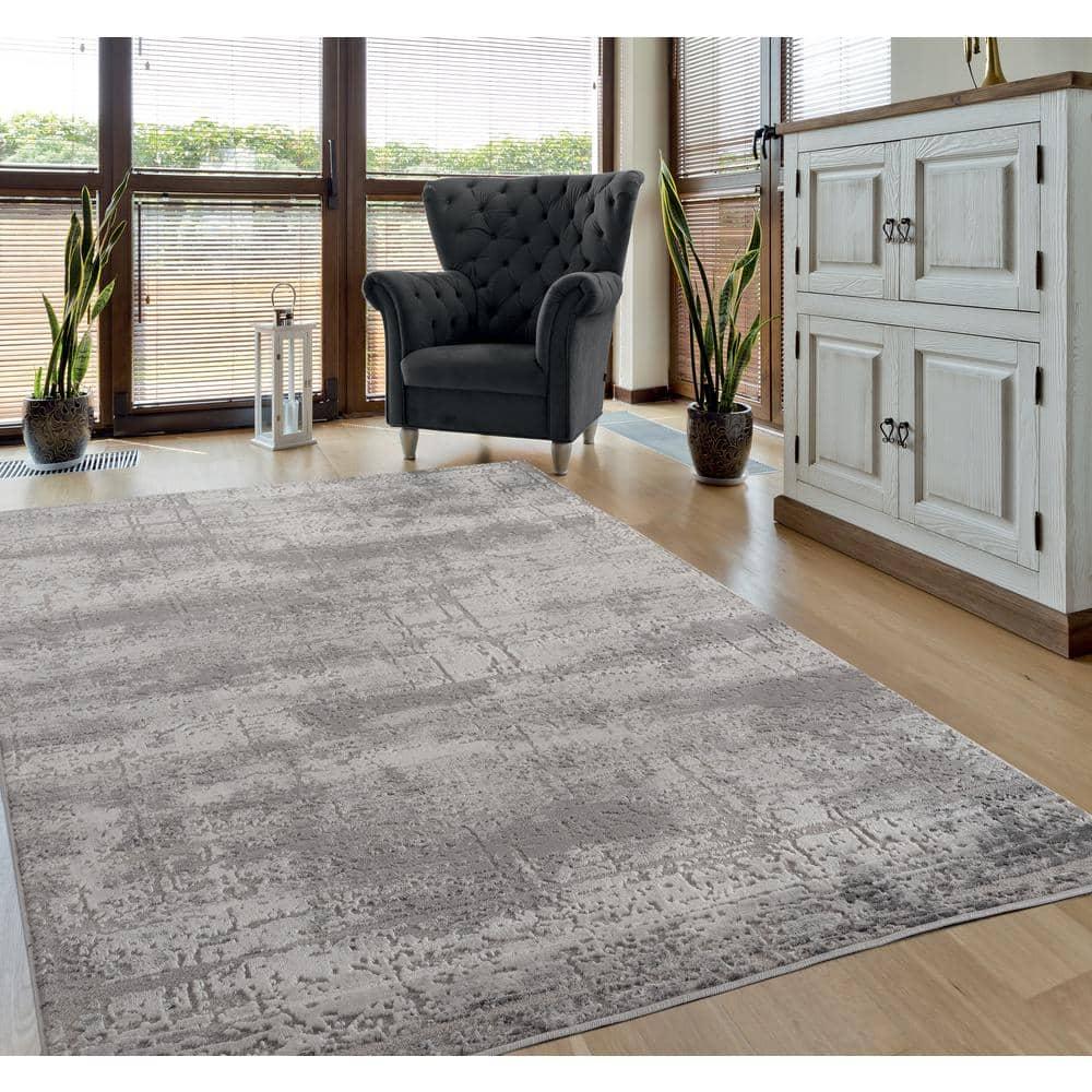5 ft. 3 in. x 7 ft. 2 in. Cascades Mazama Contemporary & Transitional Rectangle Machine Made Area Rug, Grey