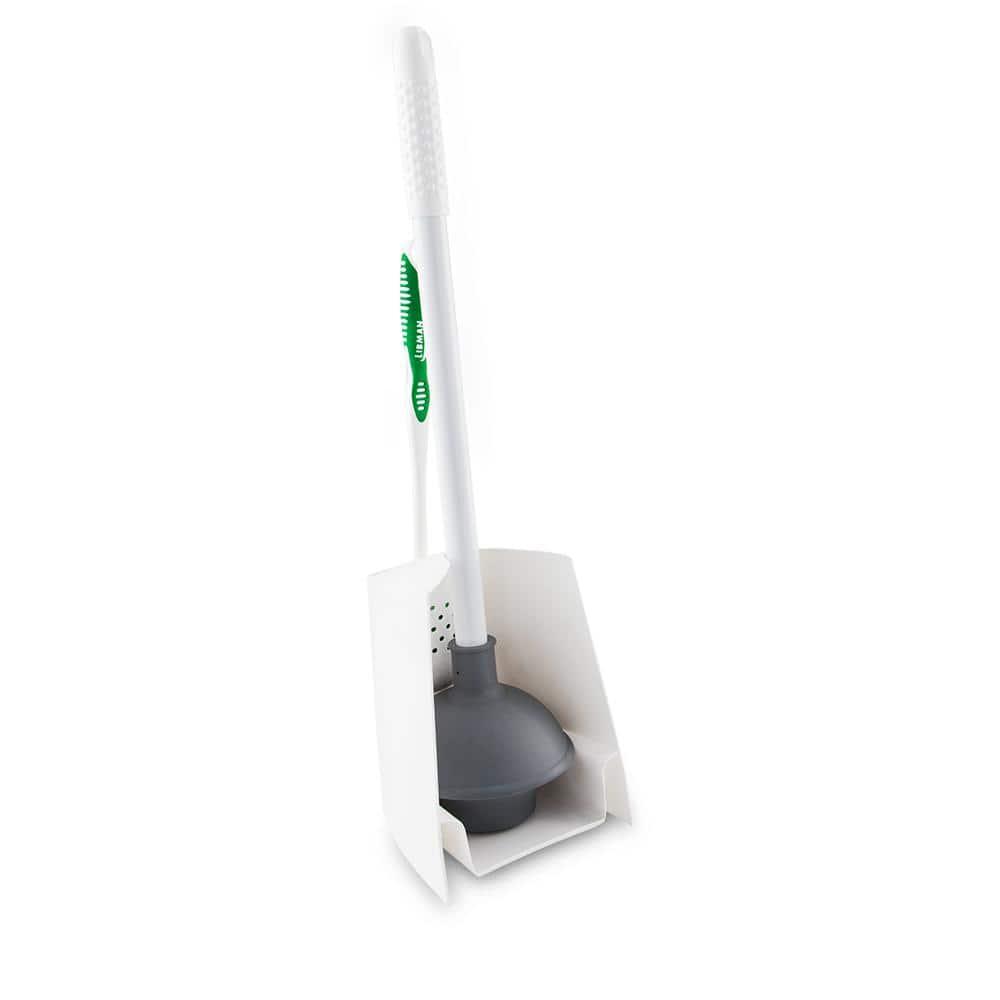Libman Toilet Brush & Plunger Combo Green Fibers / White Polypropylene Base Recommended Adult Use