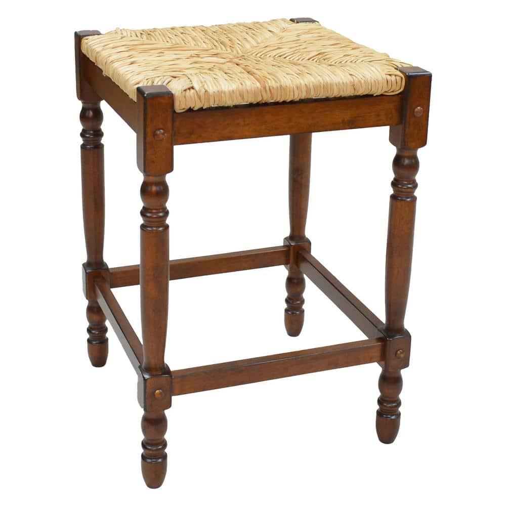 Carolina Living 24" Turner Counter Height Barstool Chestnut: Rubberwood Frame, Square Seat