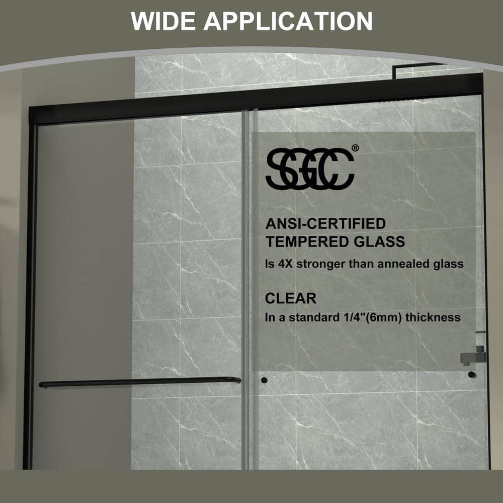 56 - 60 in. W x 58 in. H Semi-Frameless Sliding Bathtub Door in Finish with Clear SGCC Tempered Glass