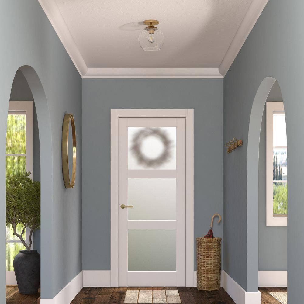 Evelyn&Zoe Retro Semi Flush Mount Ceiling Light with Seeded Glass