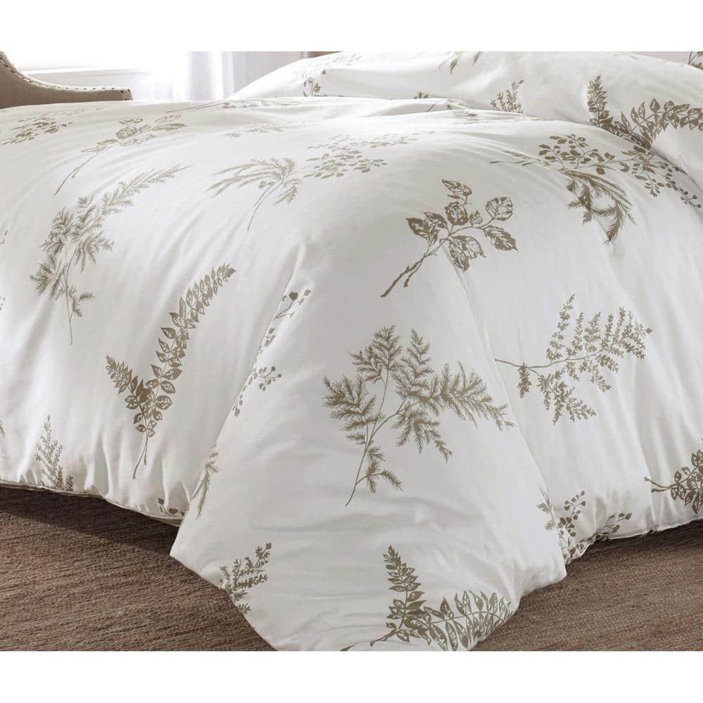 Willow Coverlet Set (Full/Queen) - Stone Cottage: Pre Washed Cotton, Botanical Pattern, Includes 2 Shams