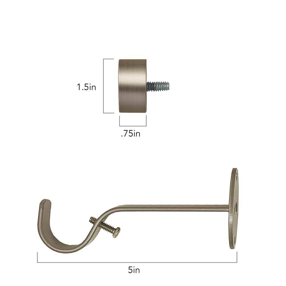Serena 1" Window Drapery Single Curtain Rod with Contemporary Cap Finial - 120" - Nickel - Elrene Home Fashions