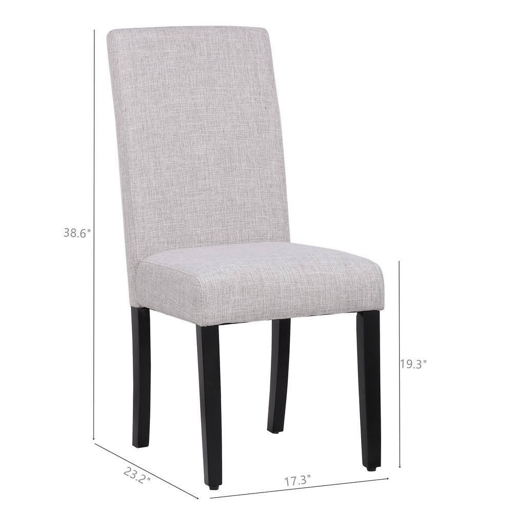 Polytrends Grandview Upholstered Linen Fabric Dining Chair (Set of 2) Light Gray Modern & Contemporary, Traditional