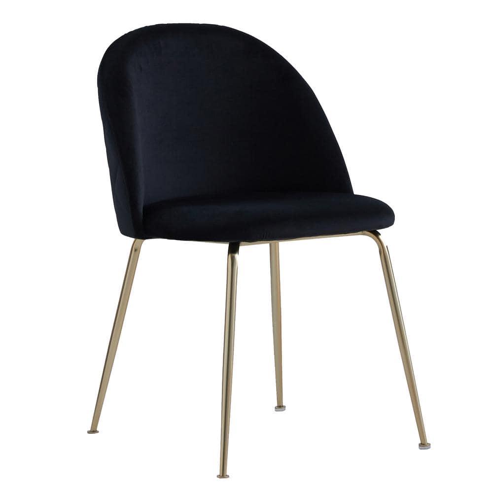 Best Master Furniture Miramar Velvet Metal Dining Chairs in Black (Set of 2)