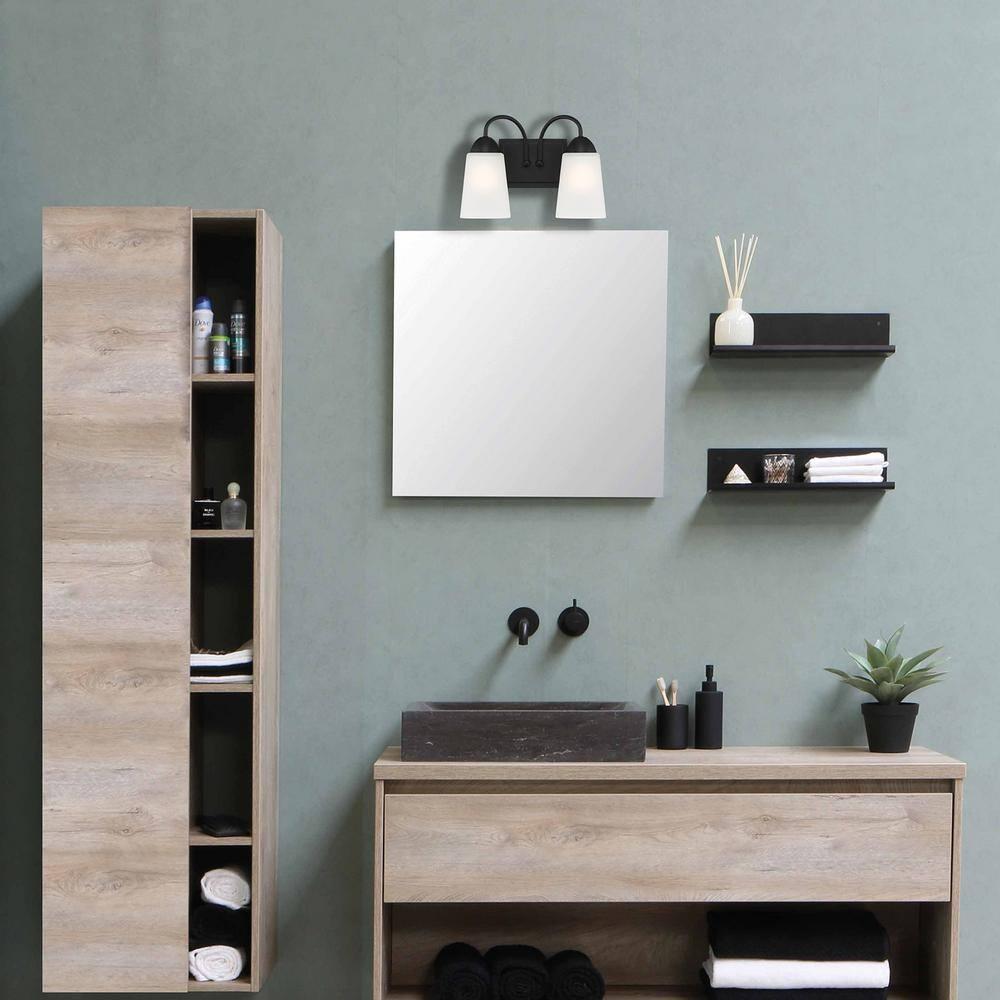 Designers Fountain Malone 2 Light Matte Black Bathroom Vanity Light Fixture, D267M-2B-MB