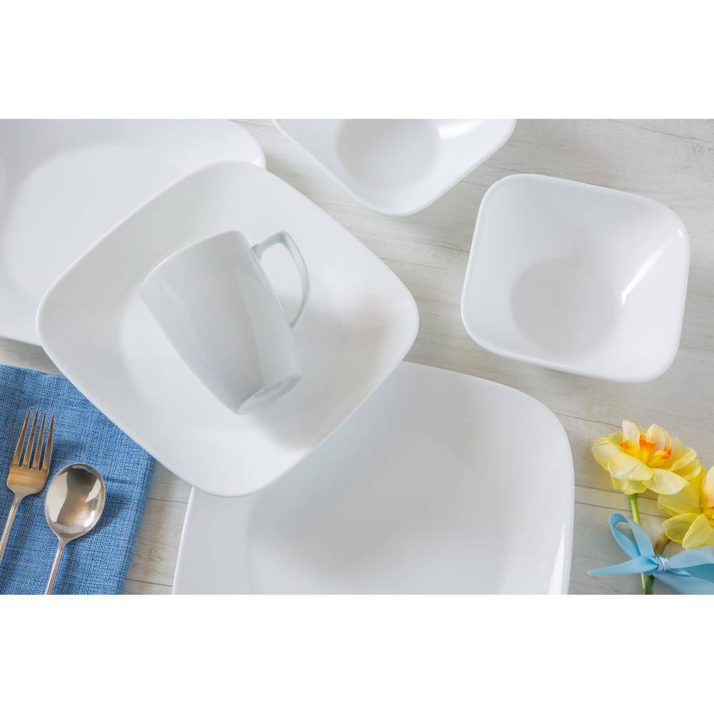 Corelle Pure White 32 oz Square Glass Serving Bowl (Set of 2)