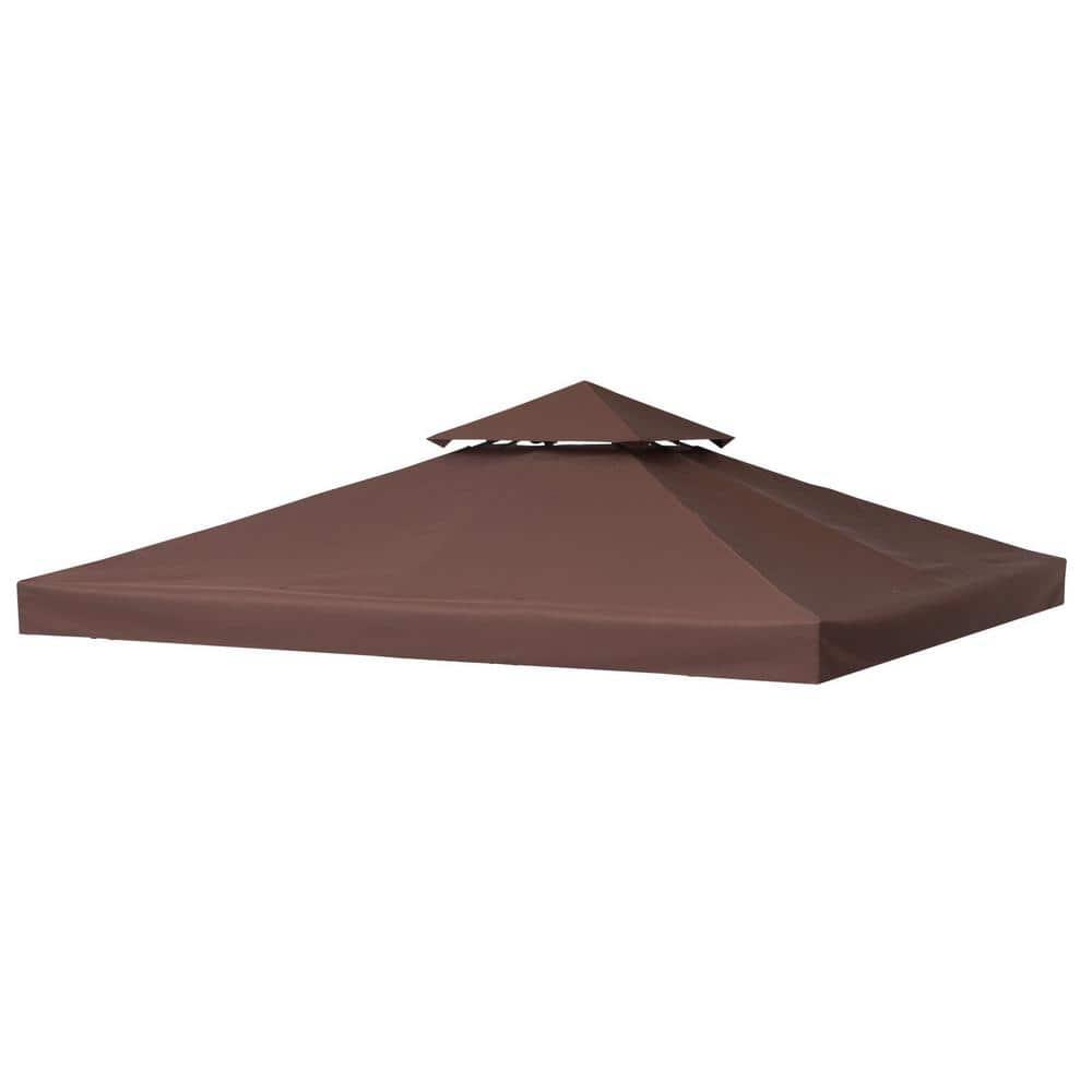 Outsunny Gazebo Replacement Canopy for Model 01 -0153, 2-Tier Top Cover for 9.84' x 9.84' Outdoor Gazebo, Coffee (TOP ONLY)