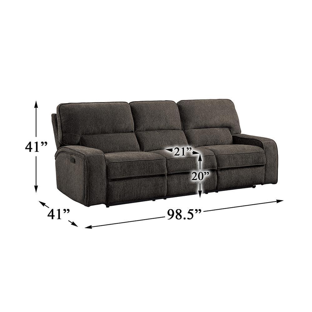 Lexicon Borneo Traditional Chenille Double Reclining Sofa in Chocolate