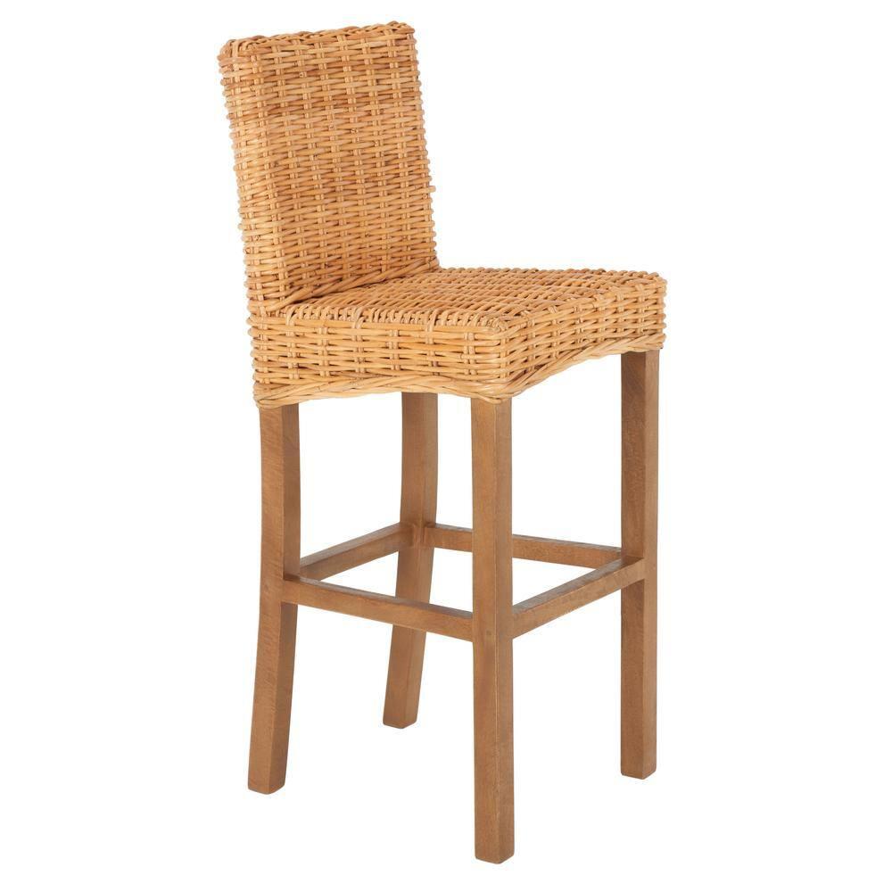 Tobie Rattan Bar Stool - BST6500 - Natural/Golden Brown - Safavieh