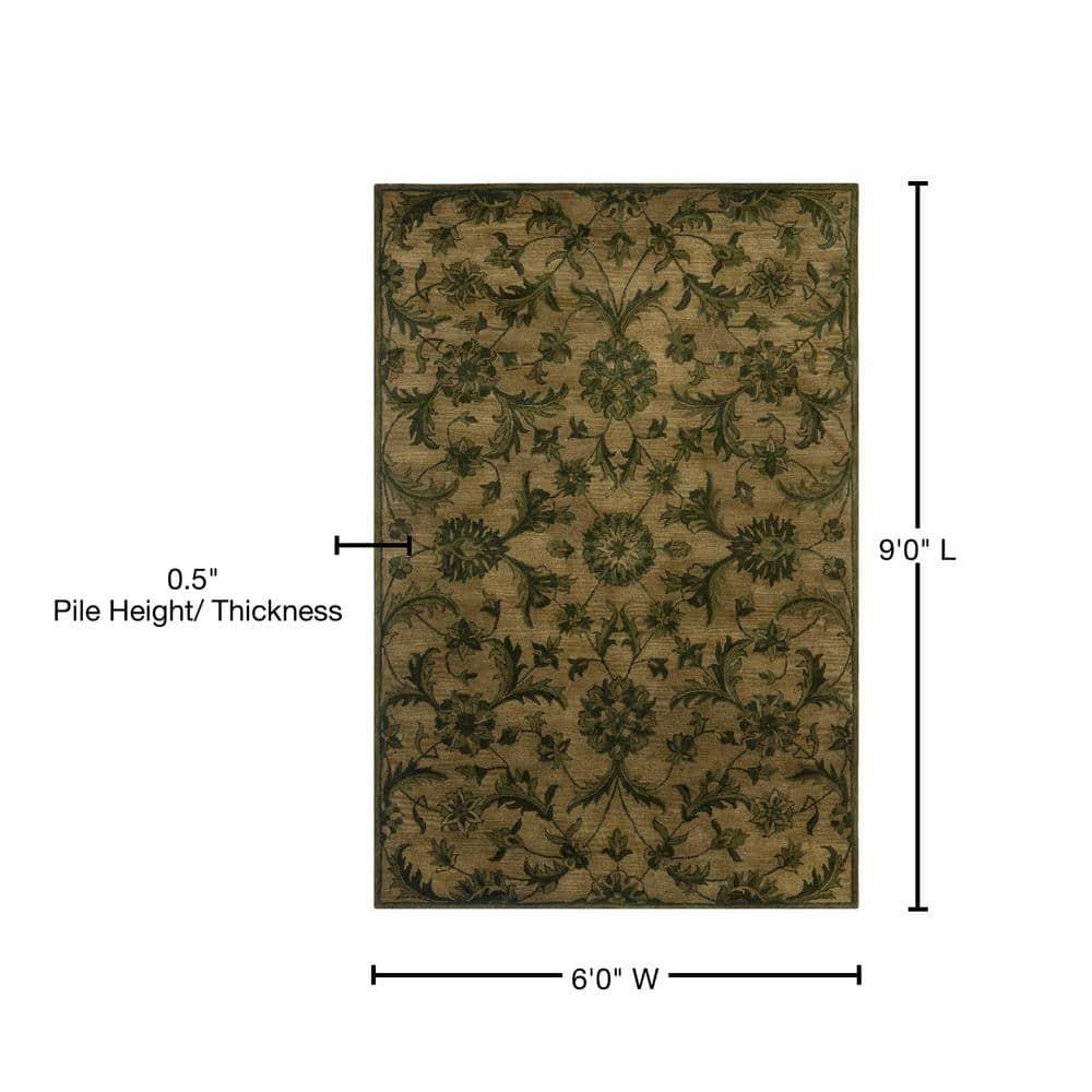 Antiquity AT824 Hand Tufted Indoor Area Rug - Olive/Green - 6'x9' - Safavieh