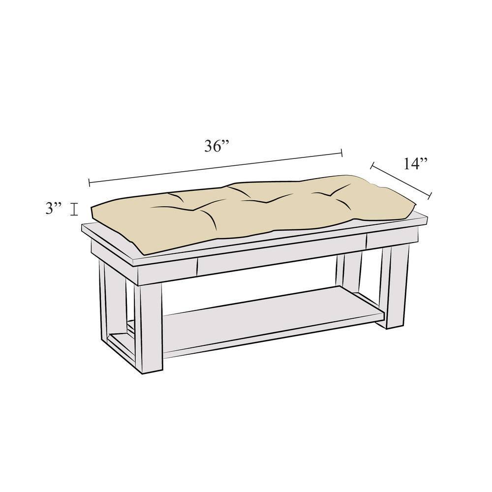Gripper 35" Tufted Omega Universal Bench Cushion Gold: Indoor Woven Polyester Rectangle Seat, 3" Thick, 36"x14"