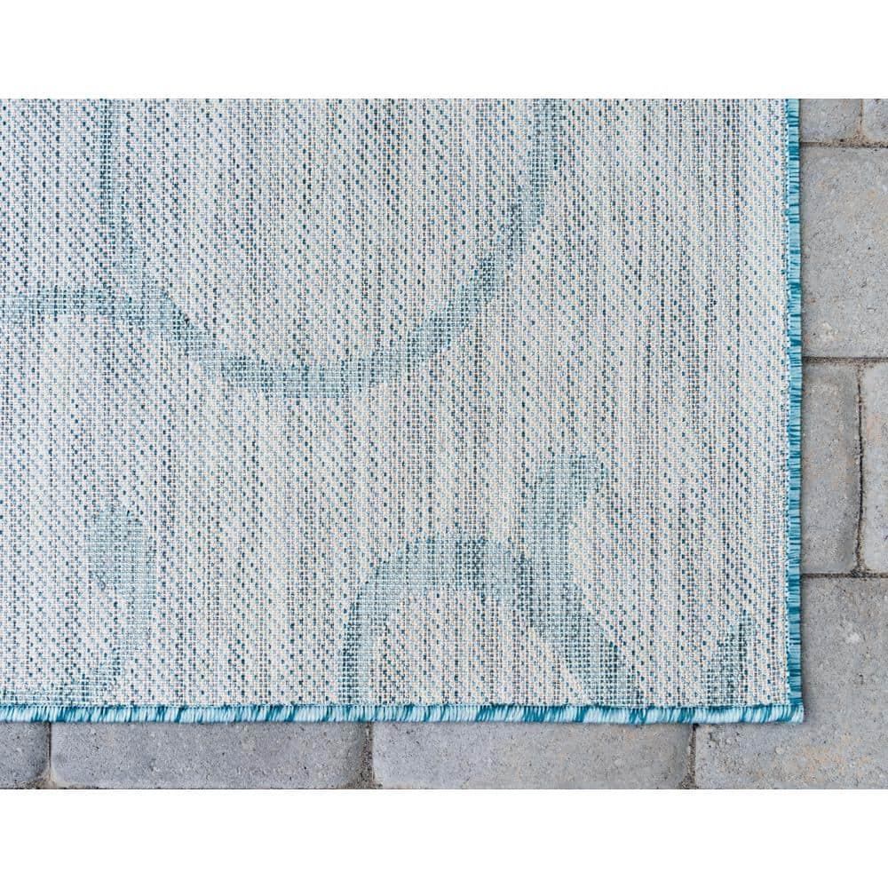 Unique Loom 9' 0 x 12' 2 Rectangle Indoor/Outdoor Botanical Light Aqua Area Rug