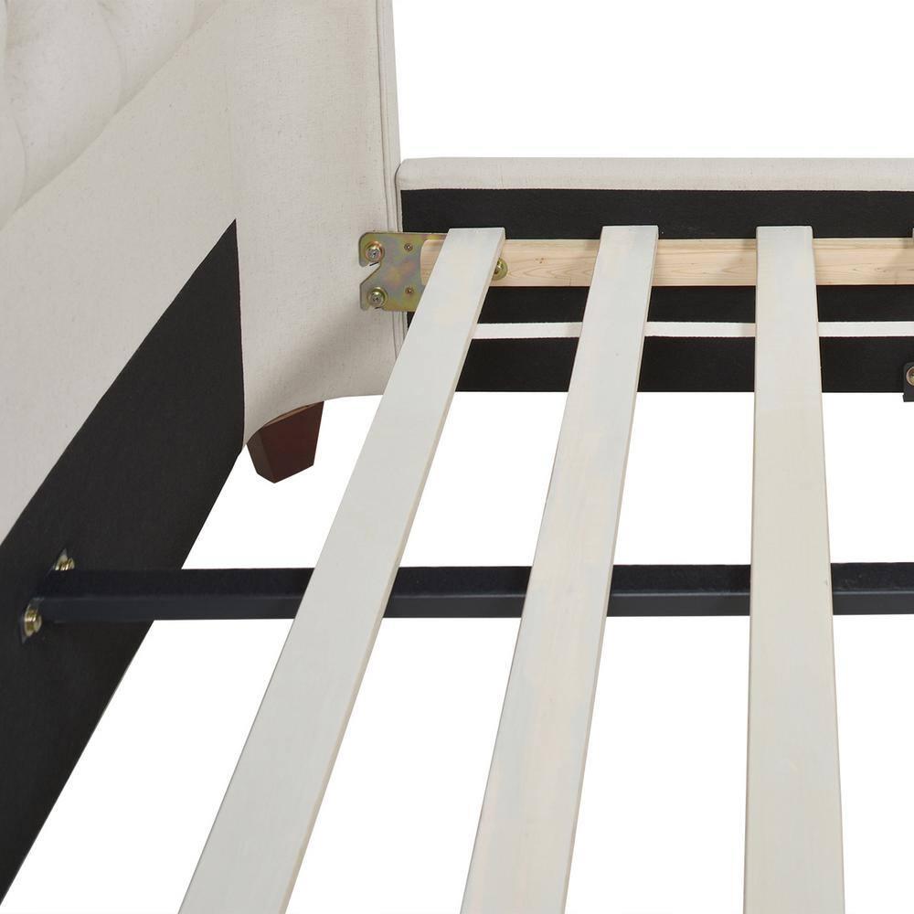 Manhattan Shelter King Platform Bed Frame Light Beige