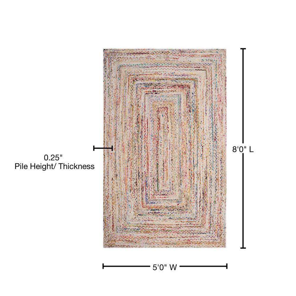 Braided BRD210 Hand Woven Area Rug - Ivory/Multi - 5'x8' - Safavieh.