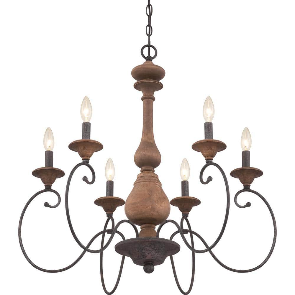 Quoizel Lighting Auburn 6 - Light Chandelier in  Rustic Black