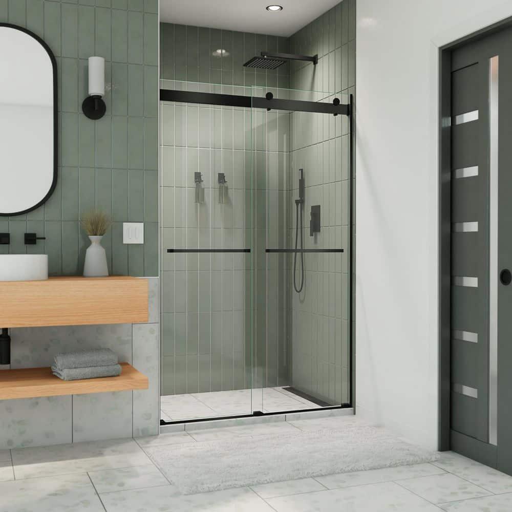 44" - 48" W 76" H Reversible Semi-Frameless Shower Door with ClearMax Technology