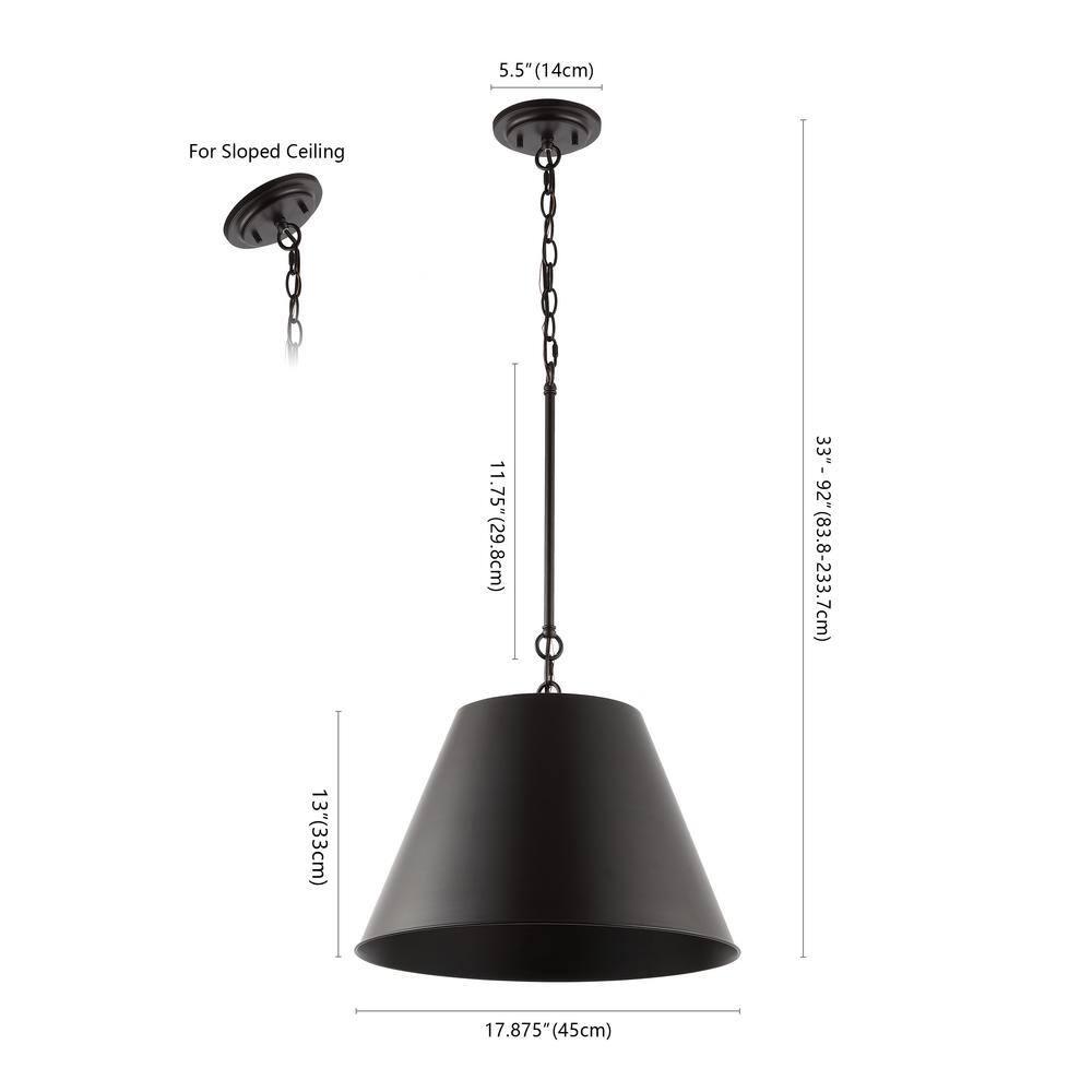 Henry 17.88" 1-Light Industrial Farmhouse Iron LED Pendant, Oil Rubbed Bronze