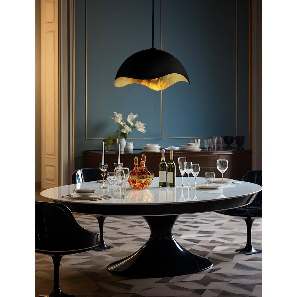 George Kovacs by Minka George Kovacs Eclos 23" Wide 1 Light Pendant In Sand Coal W/Gold Leaf Finish