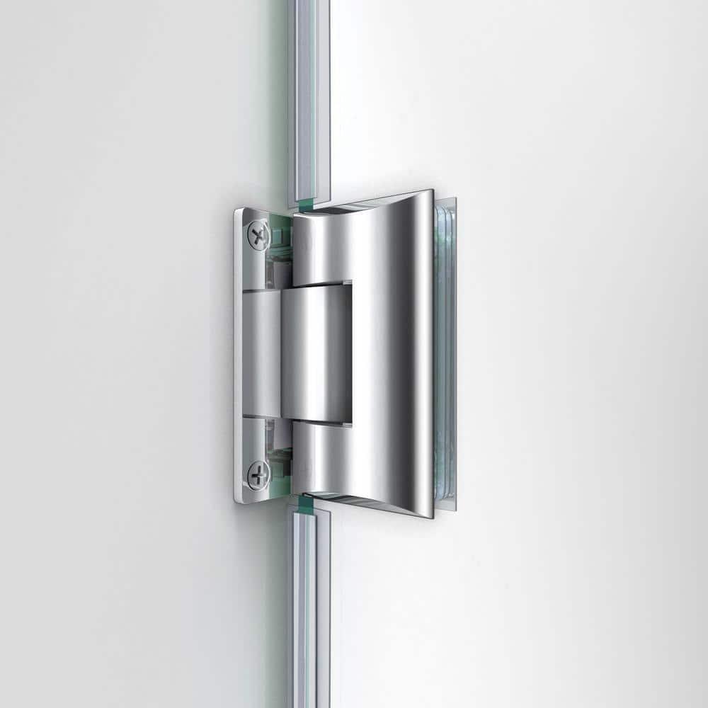 Unidoor 35" W x 72" H Hinged Frameless Shower Door with Clearmax Glass Treatment