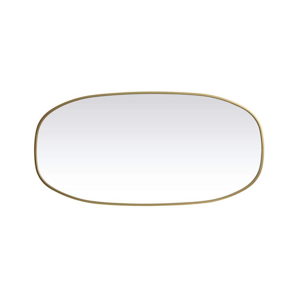 Elegant Lighting Metal Frame Oval Mirror 24x48 Inch in Brass
