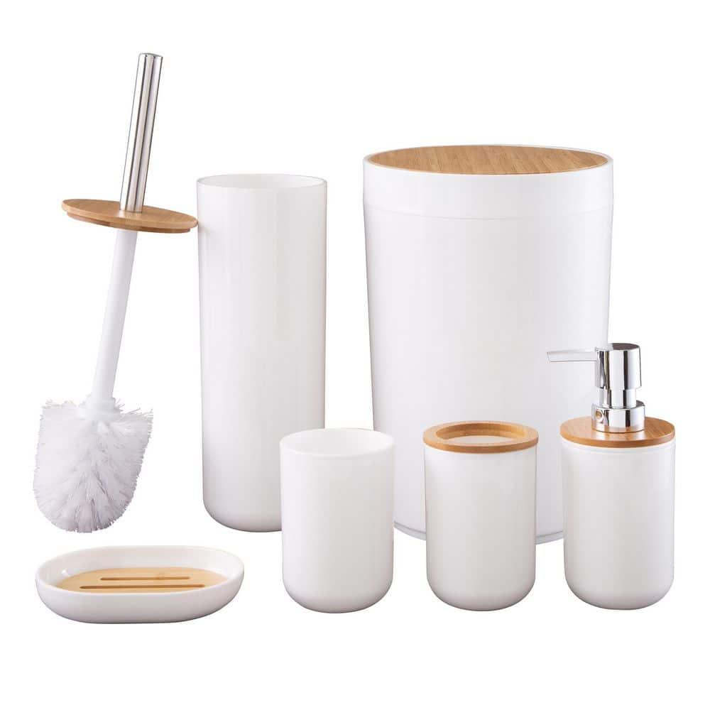 Home-Complete 6-Pc Bathroom Accessories Set, White