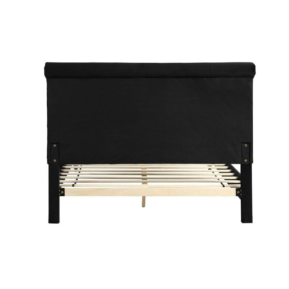 Ashley Tufted Velvet Fabric King Platform Bed in Black