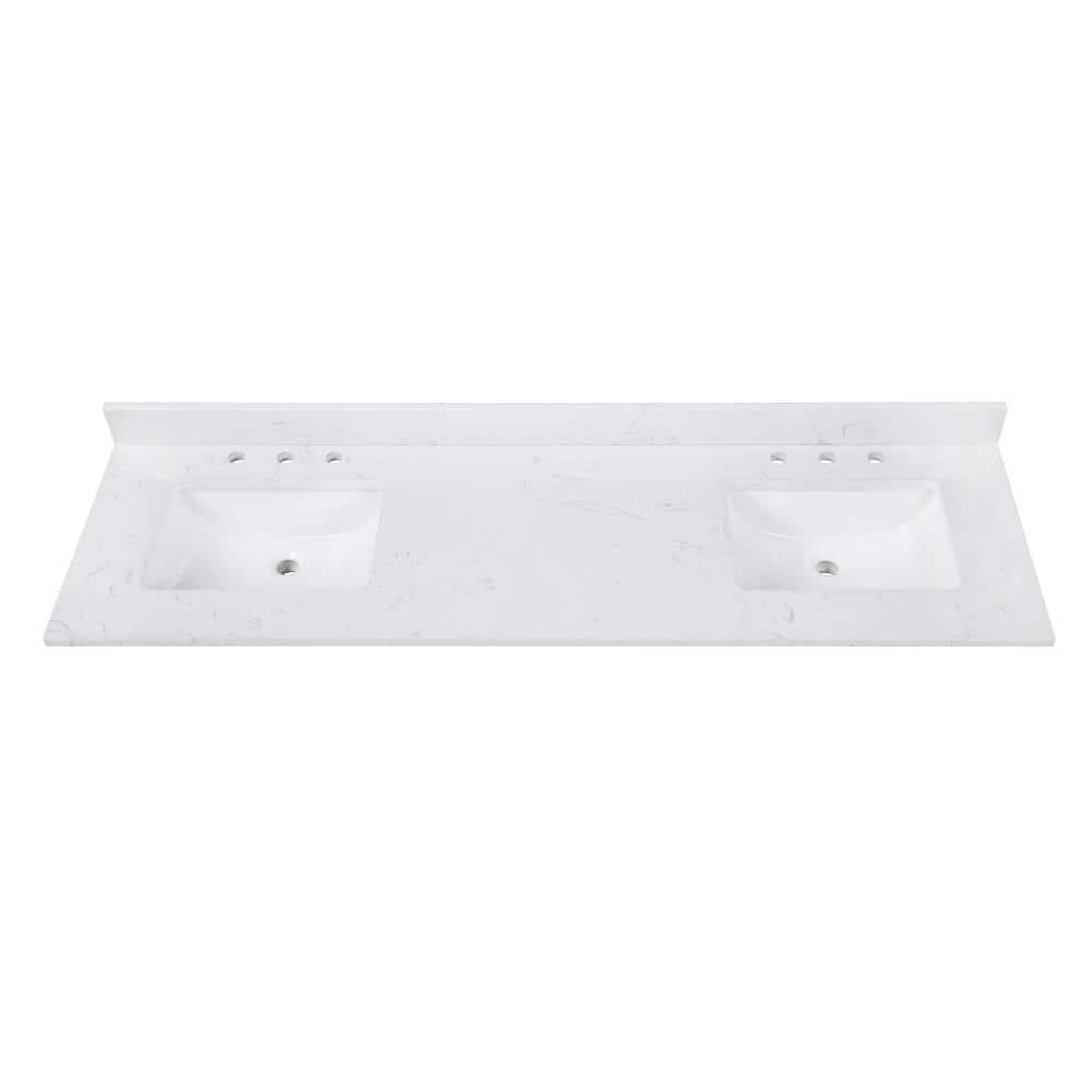Modero 73" White Engineered Wood Double Vanity with Stone Top