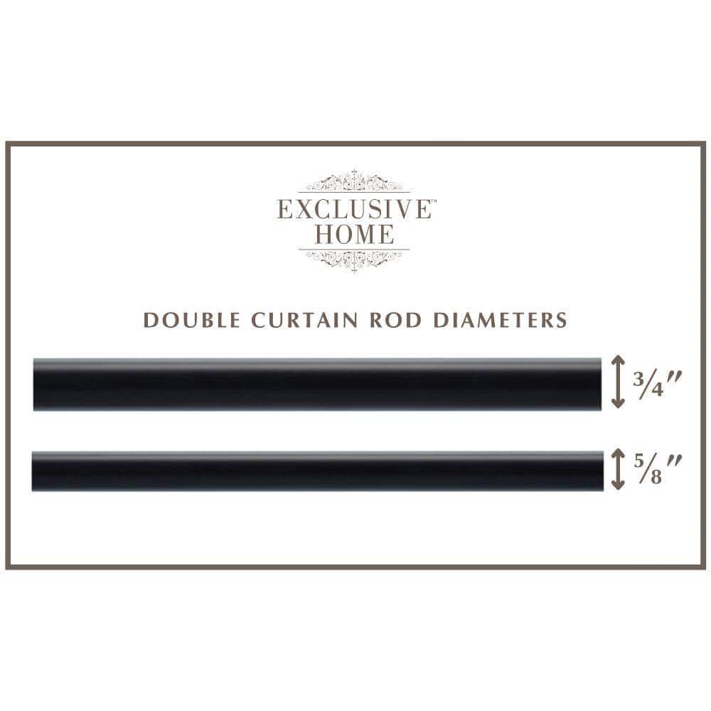 Exclusive Home 36"-72" Topper Double Curtain Rod - Matte Black: Adjustable Iron Set, 25 lb Capacity, Flat Cap Finial