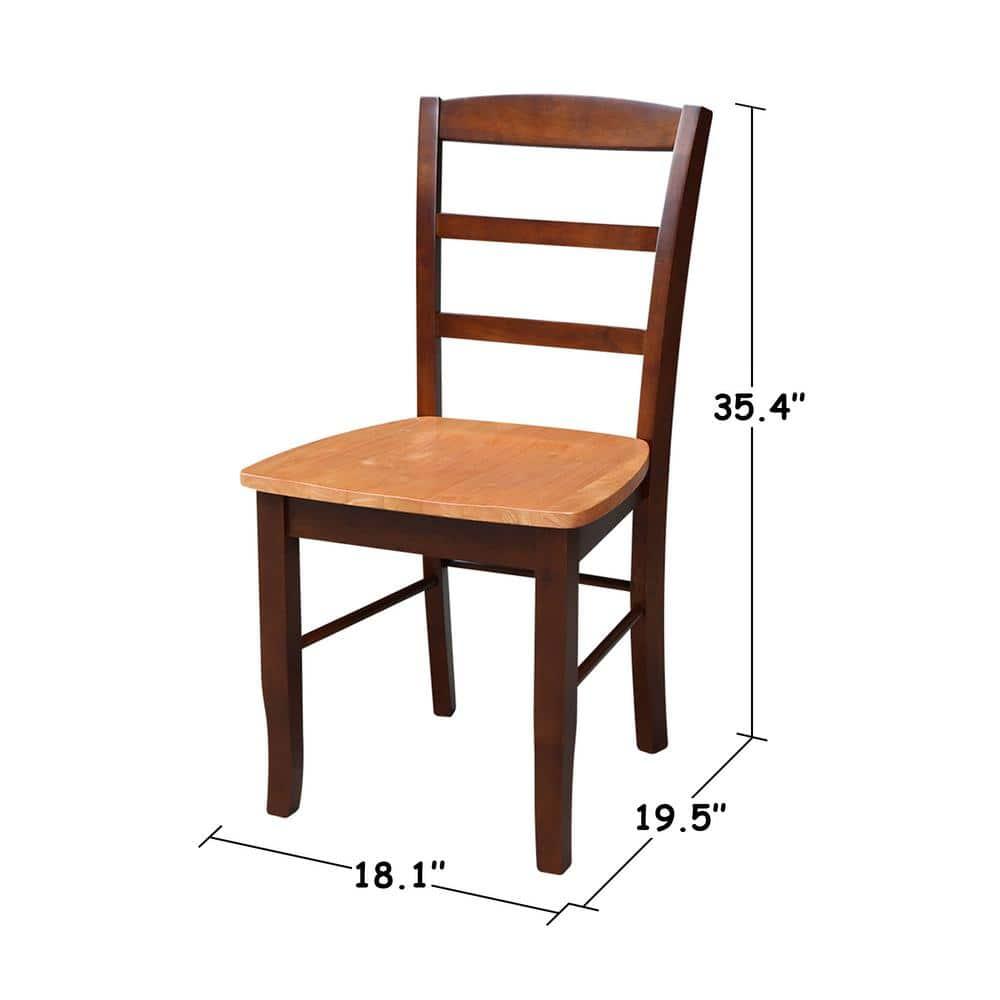 International Concepts Set of 2 Madrid Ladderback Chairs Cinnamon/Espresso: Hardwood Frame, Spot Clean, No Arms