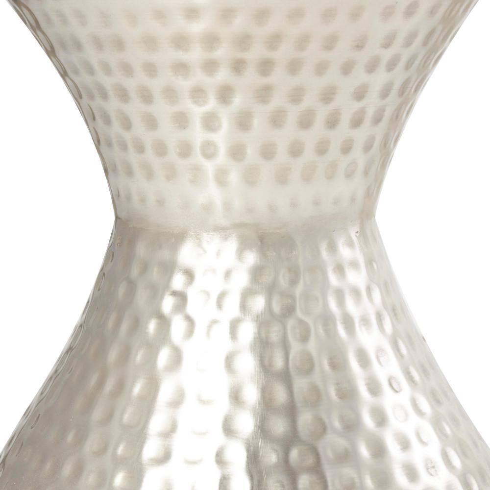 Modern Hourglass Hammered Metal Accent Table Silver - Olivia & May: Industrial Style, Iron Frame, No Assembly Required