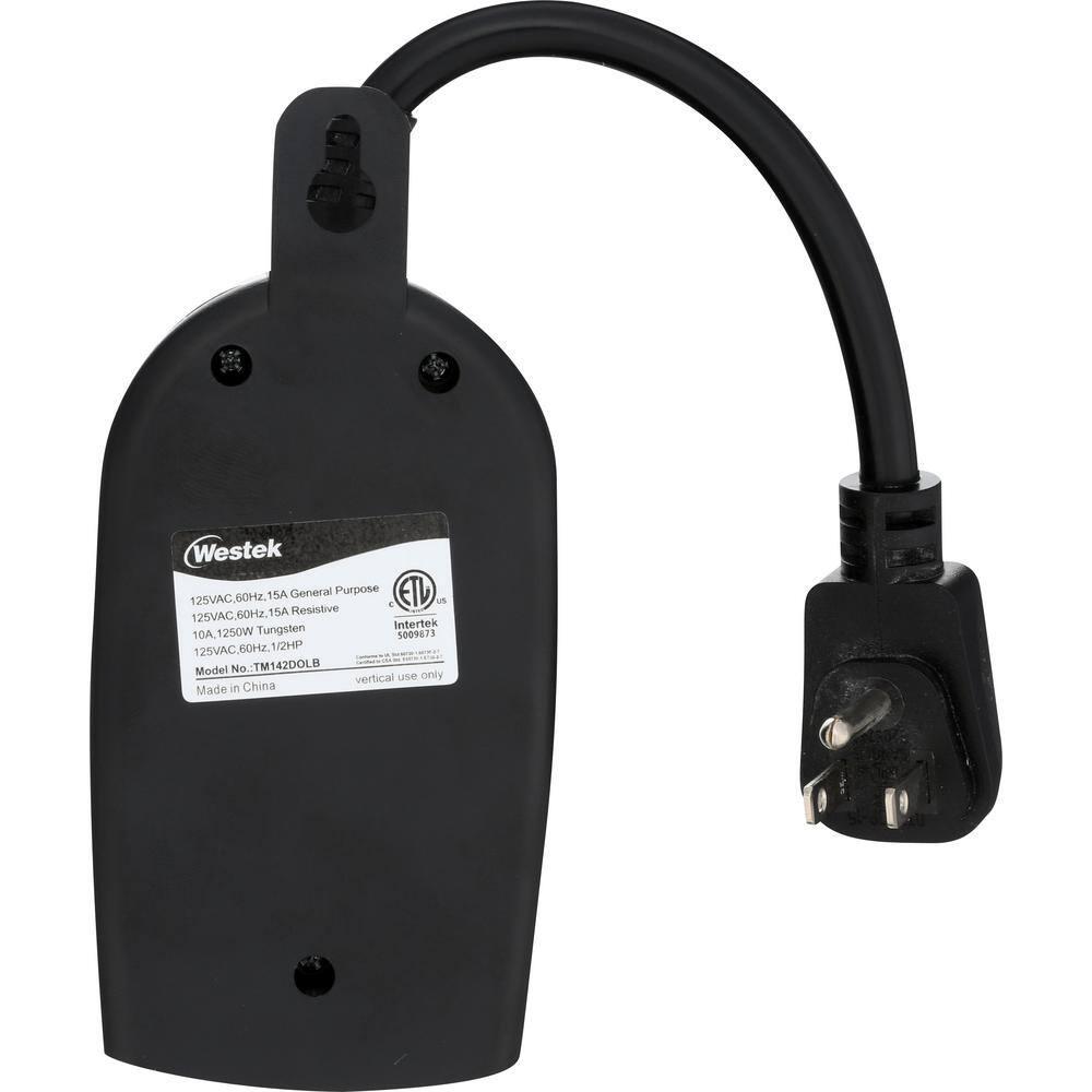 AmerTac TM14DOLB Outdoor Daily Photocell Timer 1-Outlet Self-Adjusting - Black