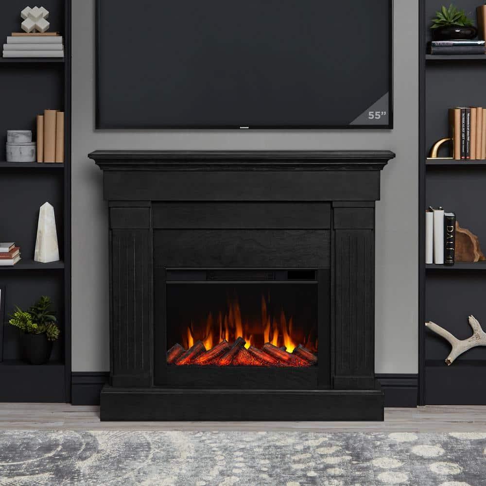 Crawford 48" Slim Electric Fireplace in Black by Real Flame