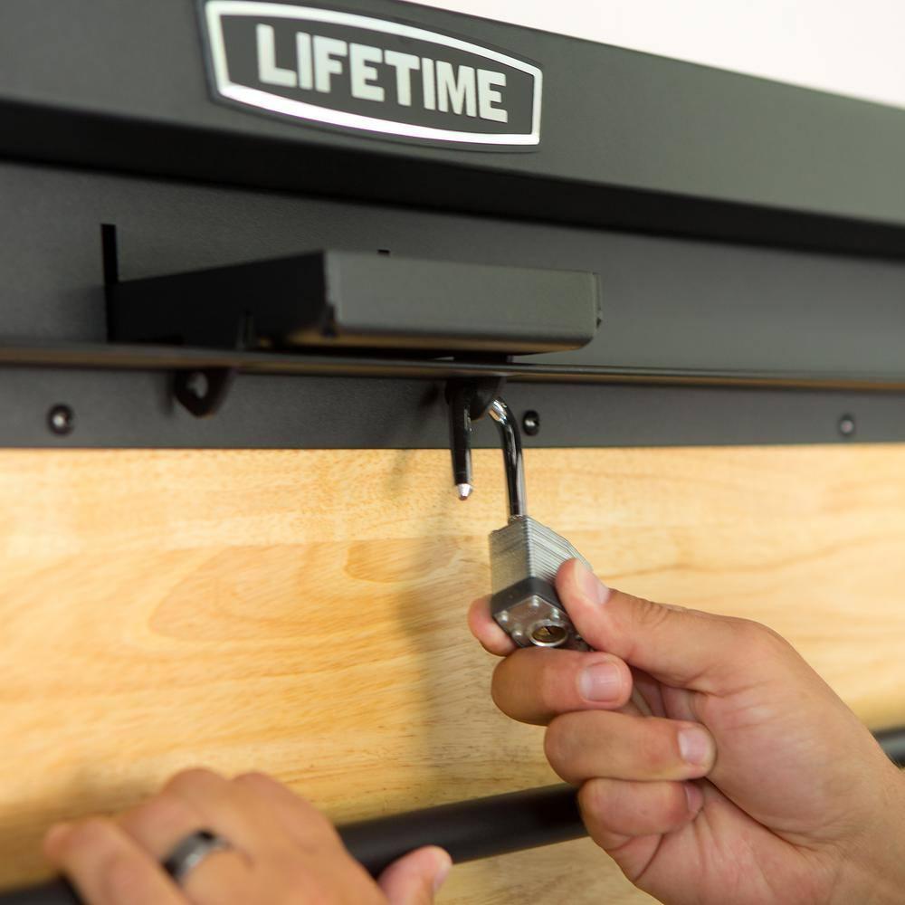 Lifetime Wall Mounted Pegboard Shelf Storage Wood and Steel Folding Work Table