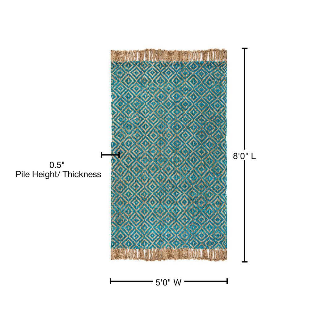 Natural Fiber NF266 Hand Woven Indoor Area Rug - Turquoise/Natural - 5'x8' - Safavieh.