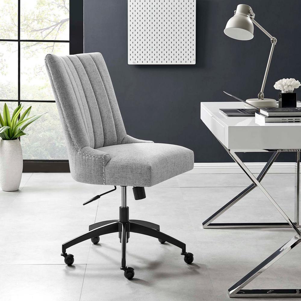 Modway Empower Channel Tufted Fabric Office Chair Black/Light Gray: Modern Desk Chair with Casters, Adjustable Height