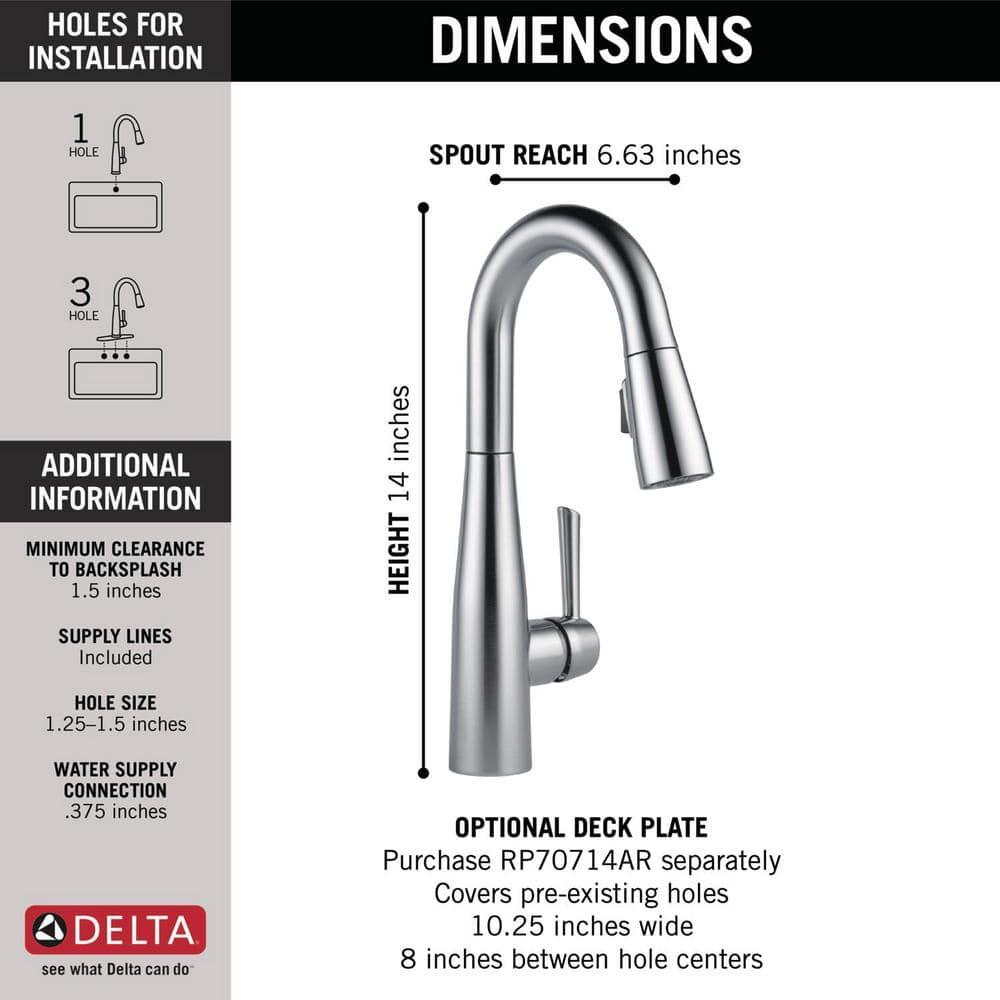 Essa Pull Down Sprayer Bar Faucet, Single Handle Prep Sink Faucet