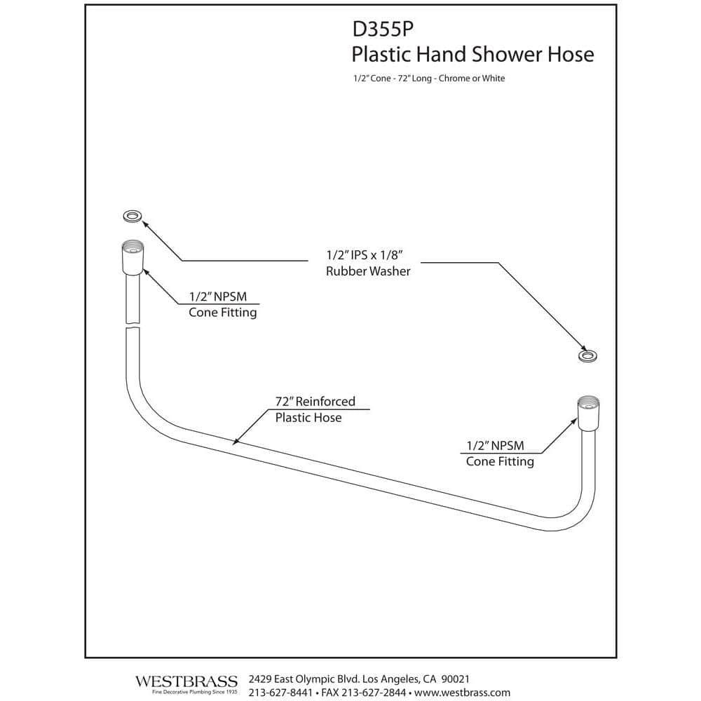 72" Extra Long Plastic Super-Flex Handheld Shower Hose