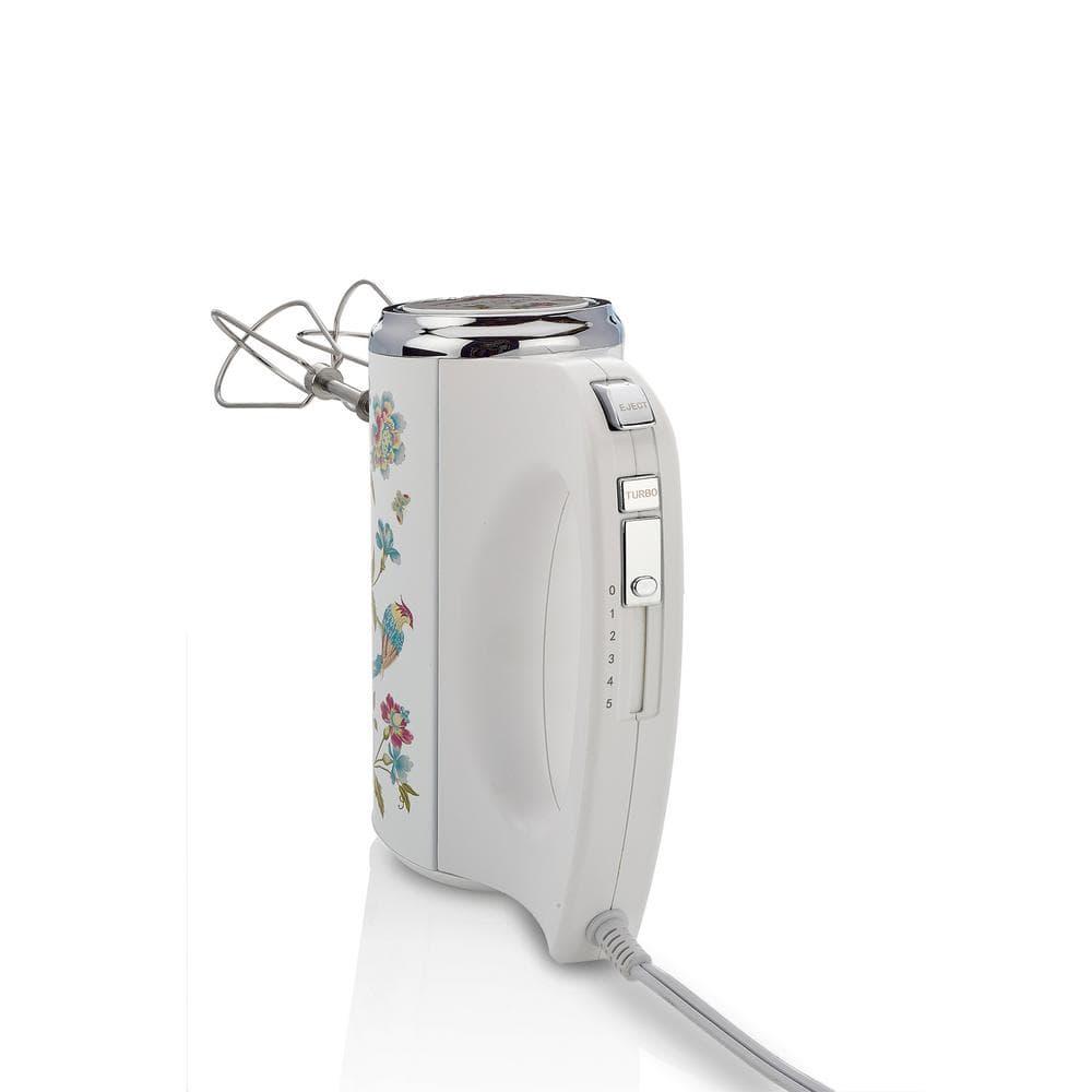 Laura Ashley Hand Mixer White: 300W, 5 Speeds, Stainless Steel, 1-Year Warranty