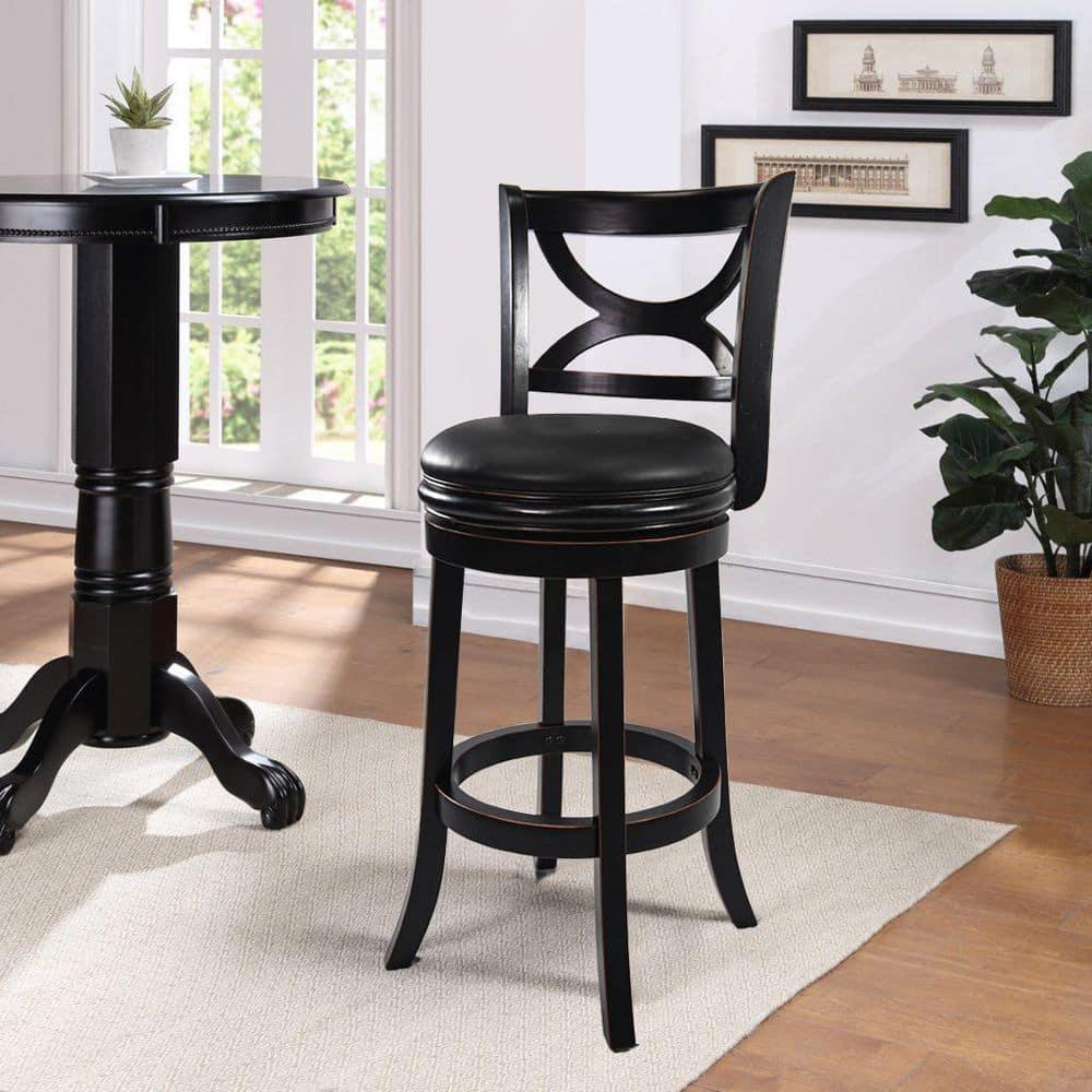 29" Florence Swivel Hardwood Barstool Black - Boraam: Upholstered, High Back, Counter Height